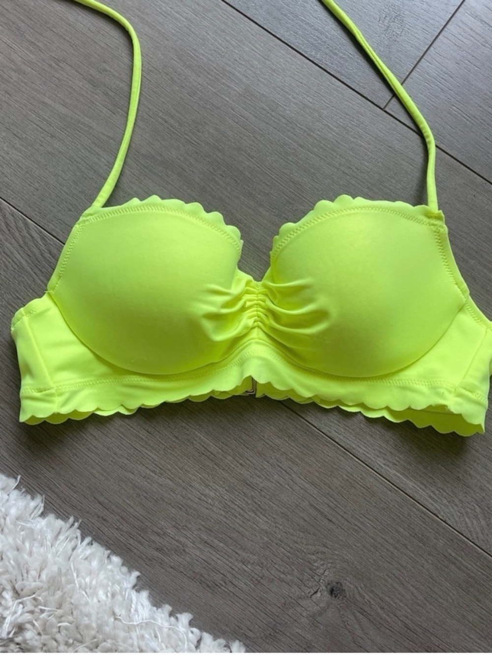 Neon Yellow Scallop Edge Bikini Top XS